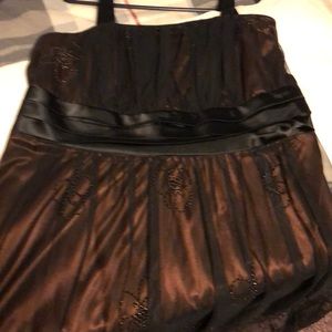 Copper color dress with black net overlay